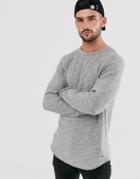 Only & Sons Knitted Sweater With Raglan Sleeve In Slub Cotton-gray