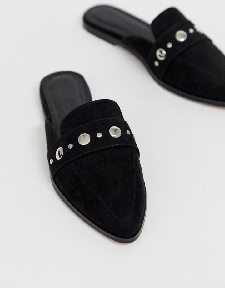 Asos Design Magpie Pointed Studded Mules In Black - Black