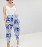 Asos Design Curve Balloon Leg Boyfriend Jeans In Tile Print - Multi