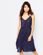 Brave Soul Ditsy Print Midi Dress - Indigo