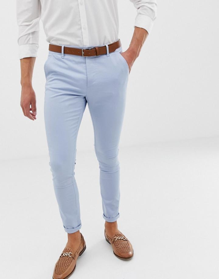 Asos Design Super Skinny Chinos In Pastel Blue - Blue