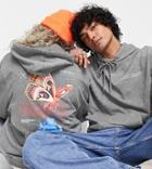 Collusion Unisex Hoodie With Print In Gray Acid Wash-brown