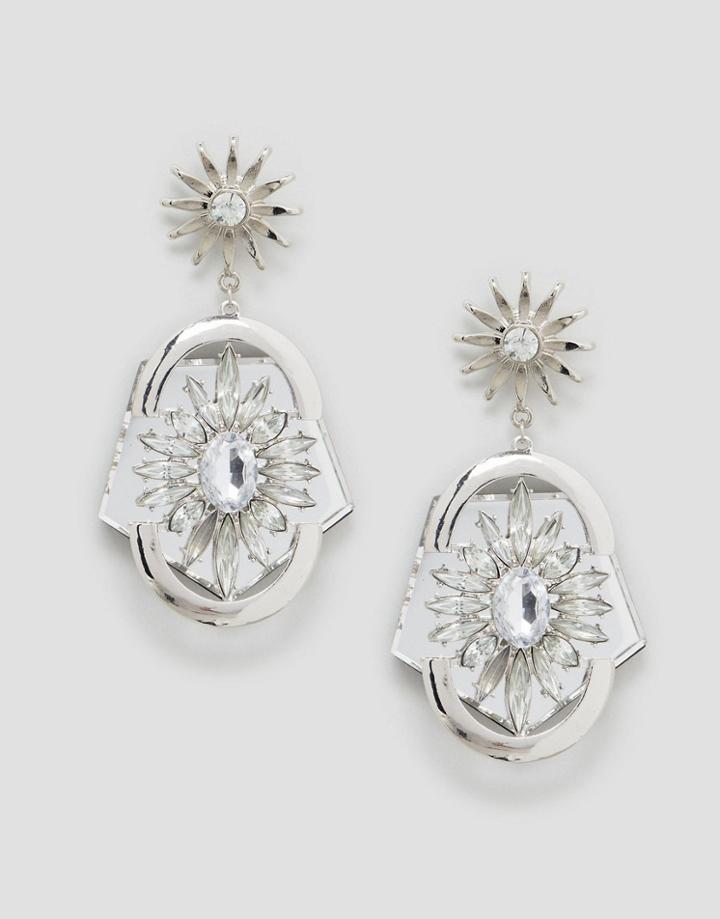 Asos Statement Jewel Earrings - Silver