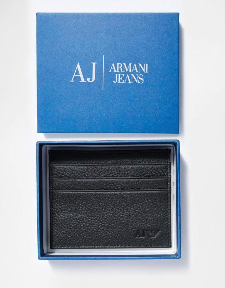 Armani Jeans Leather Card Holder - Black