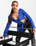 Ego X Jess Hunt Asymmetric Strappy Longline Top In Electric Blue-blues