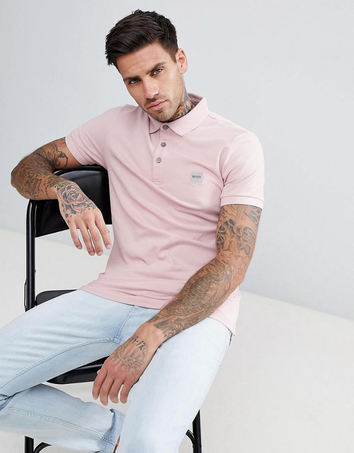 Boss Slim Fit Logo Polo Shirt In Pink - Pink
