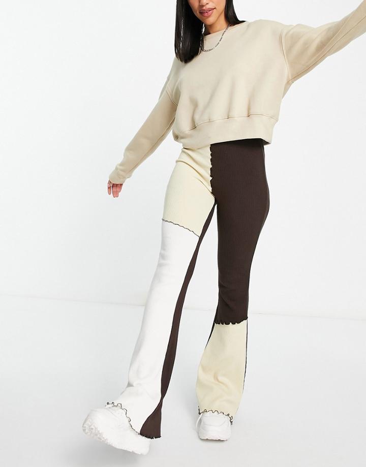 Topshop Patchwork Contrast Flared Pant In Multi