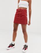 Signature 8 Belt Detail Cord Mini Skirt-red