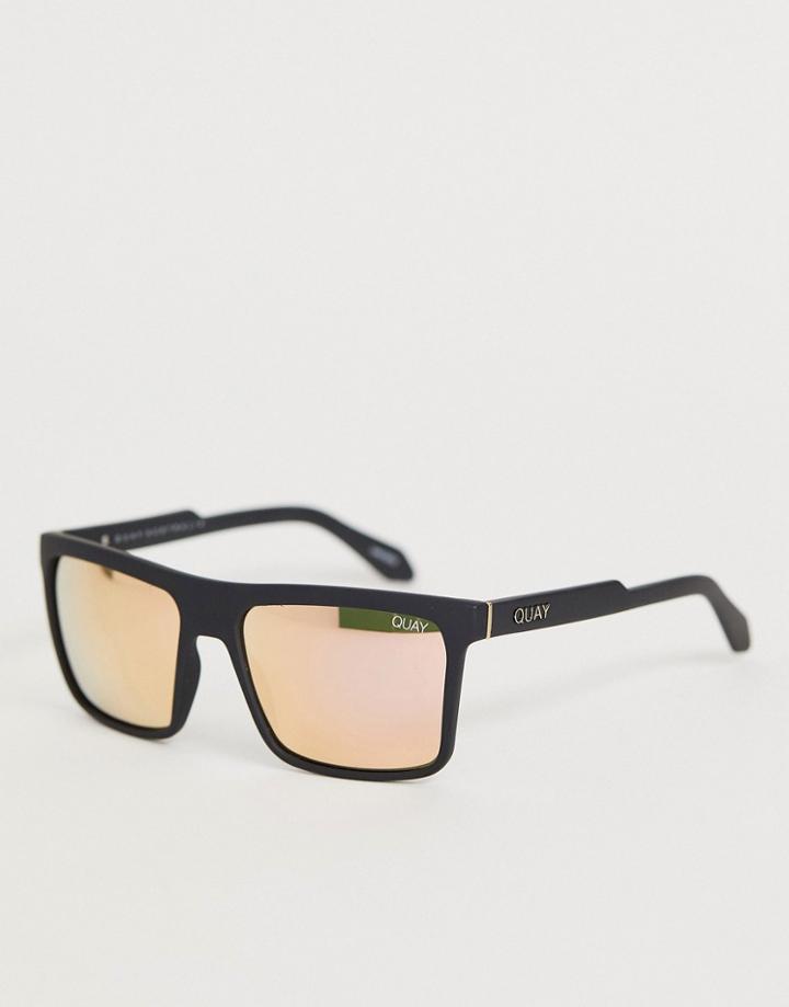 Quay Australia Let It Run Square Sunglasses In Black
