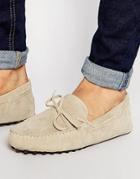 Asos Driving Shoes In Stone Faux Suede - Stone