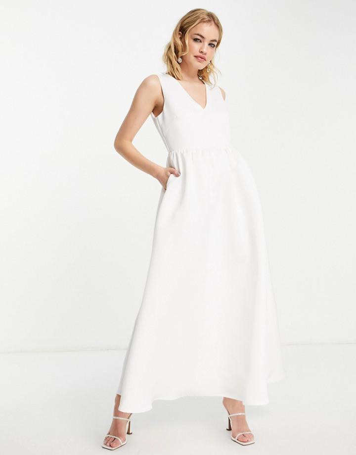 Y.a.s Bridal Maxi Dress With Full Skirt And Pockets In White
