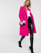 Helene Berman Single Button Wool Blend College Coat In Neon Pink - Pink
