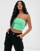 Asos Design Crop Bandeau Top In Green