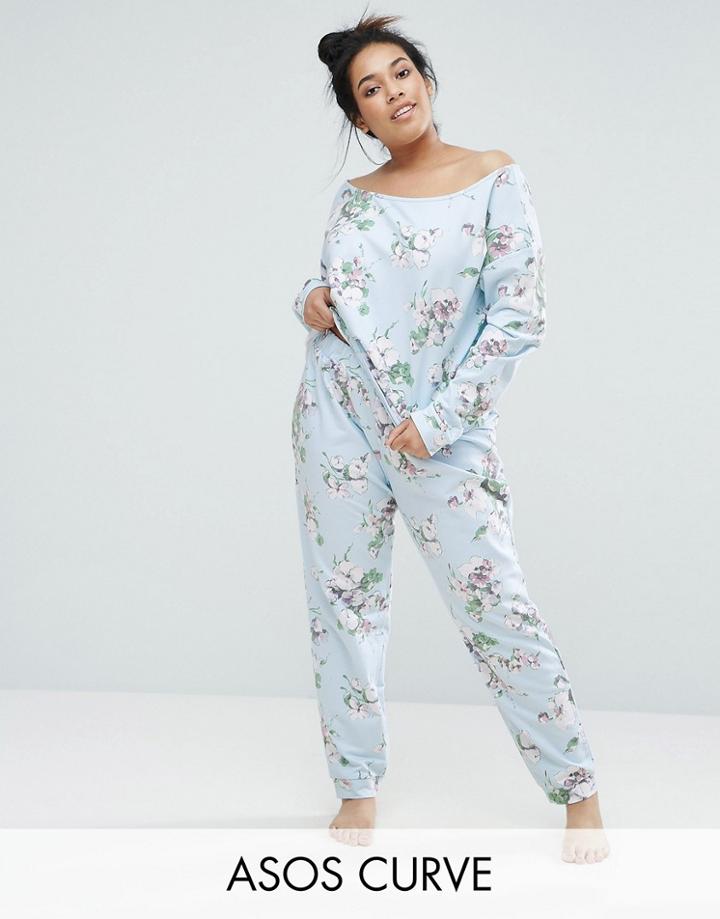 Asos Curve Lounge Pretty Floral Jogger - Multi