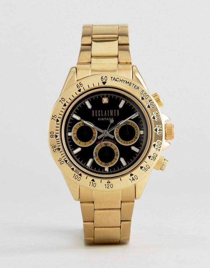 Reclaimed Vintage Inspired Chronograph Bracelet Watch In Gold Exclusive To Asos - Gold