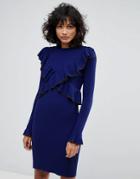 2nd Day Frilly Knitted Dress - Navy