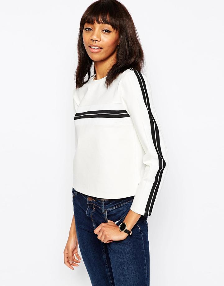 Asos Sweat With Mono Stripe Insert - Multi