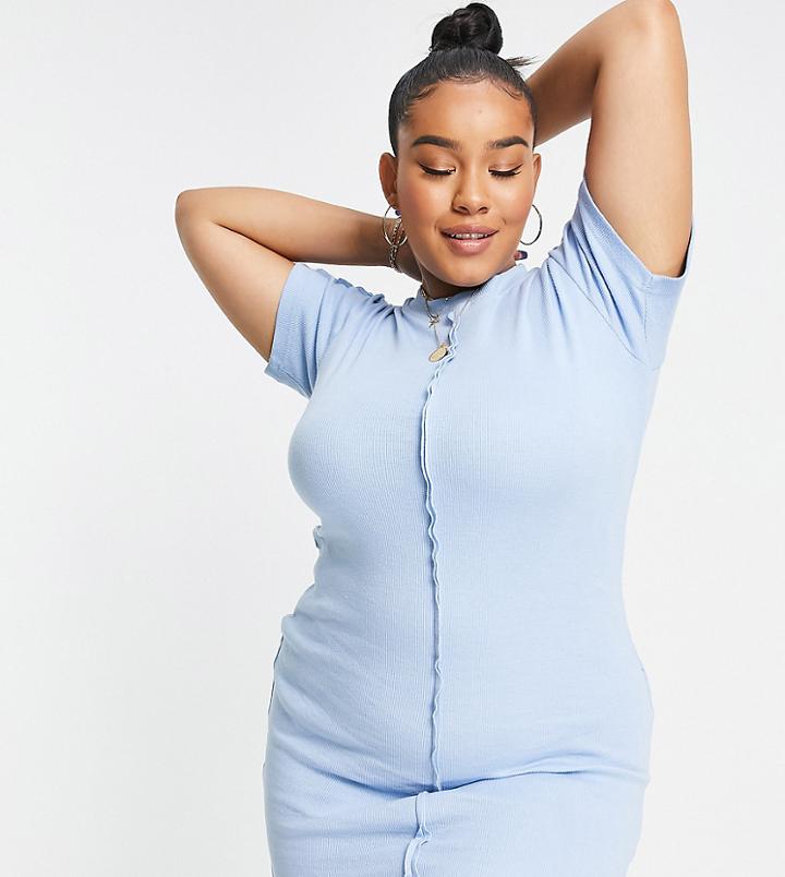 Public Desire Curve Seam Detail Mini Dress In Blue-blues