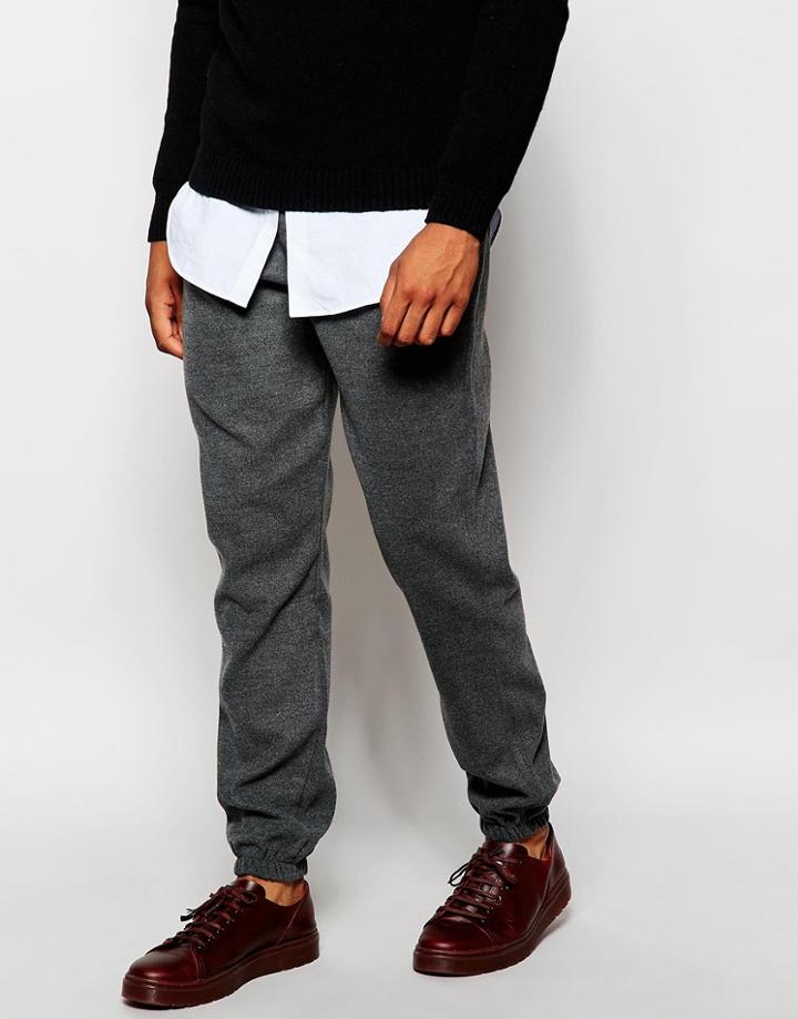 Asos Tapered Joggers In Wool Look - Light Gray