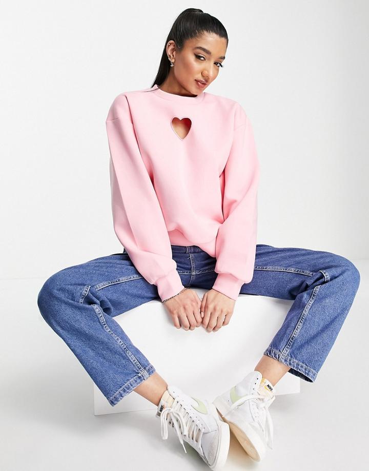 Urban Revivo Sweatshirt With Heart Print In Pink