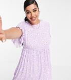 Yours Exclusive Mini Dress In Lilac Floral-purple
