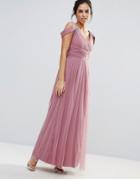 Little Mistress Embellished Drape Shoulder Maxi Dress - Pink
