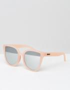 Quay Australia Paradiso Flat Lens Cat Eye Sunglasses In Pink With Mirror Lens - Pink