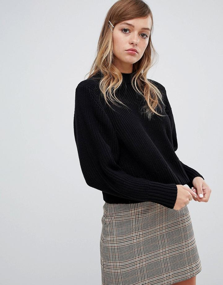 Monki Wide Sleeve Sweater - Black