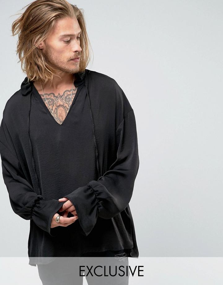 Reclaimed Vintage Tunic Shirt In Reg Fit - Black