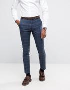 Rudie Slim Fit Suit Pants In Blue Check - Blue