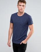 Esprit T-shirt With All Over Dot Print - Navy