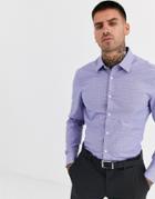 Asos Design Slim Fit Smart Pow Check Shirt In Blue-navy