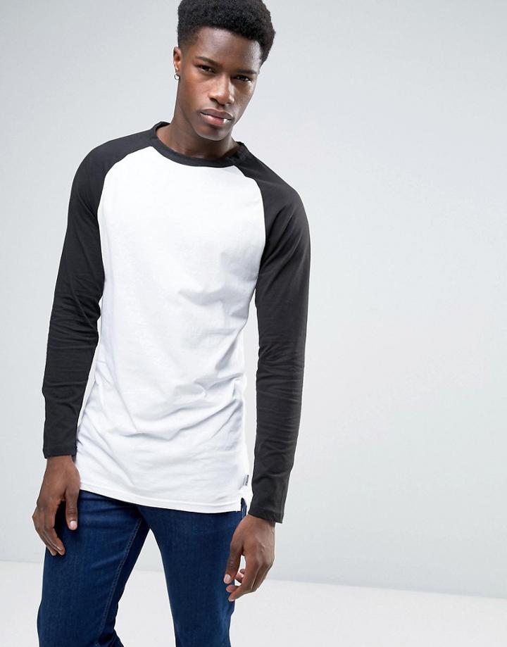 Bellfield Raglan Long Sleeve Top - White