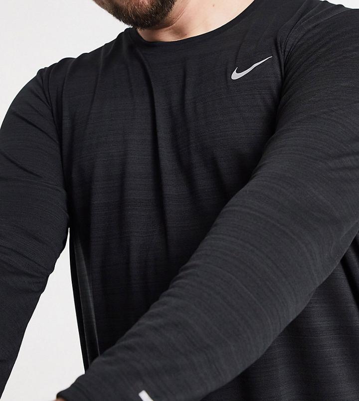 Nike Running Plus Miler Long Sleeve Top In Black