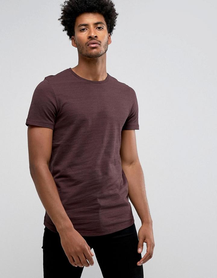Jack & Jones Premium Longline Tee In Marl - Red