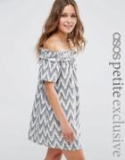 Asos Petite Bardot Summer Dress In Ikat Print - Mutli