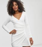Club L London Tall Long Sleeve Asymmetric Midi Dress In White - White