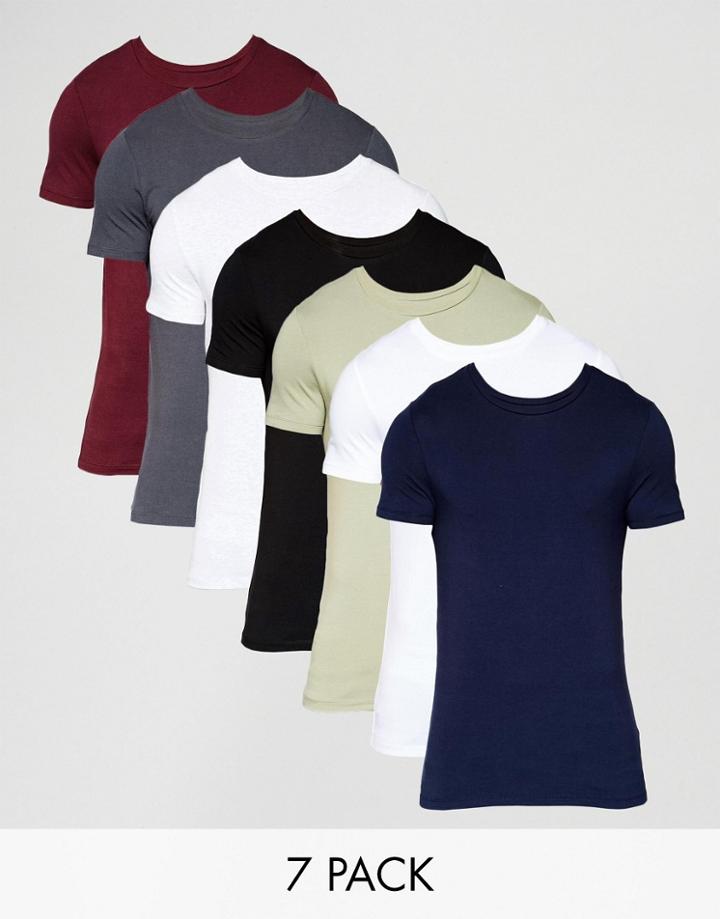 Asos Extreme Muscle T-shirt With Crew Neck 7 Pack Save 24%