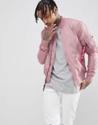 Alpha Industries Ma1-tt Bomber Jacket Slim Fit In Silver Pink - Pink