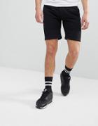 Religion Jersey Shorts In Black With Faux Suede Panel - Black