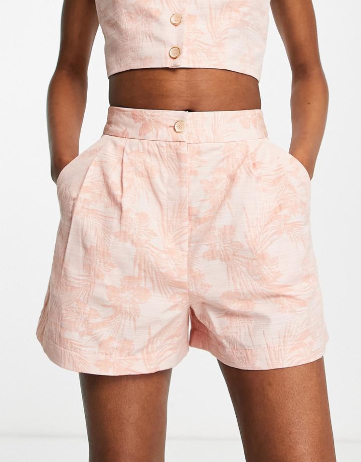 Asos Design Jacquard Shorts Set Peach-orange
