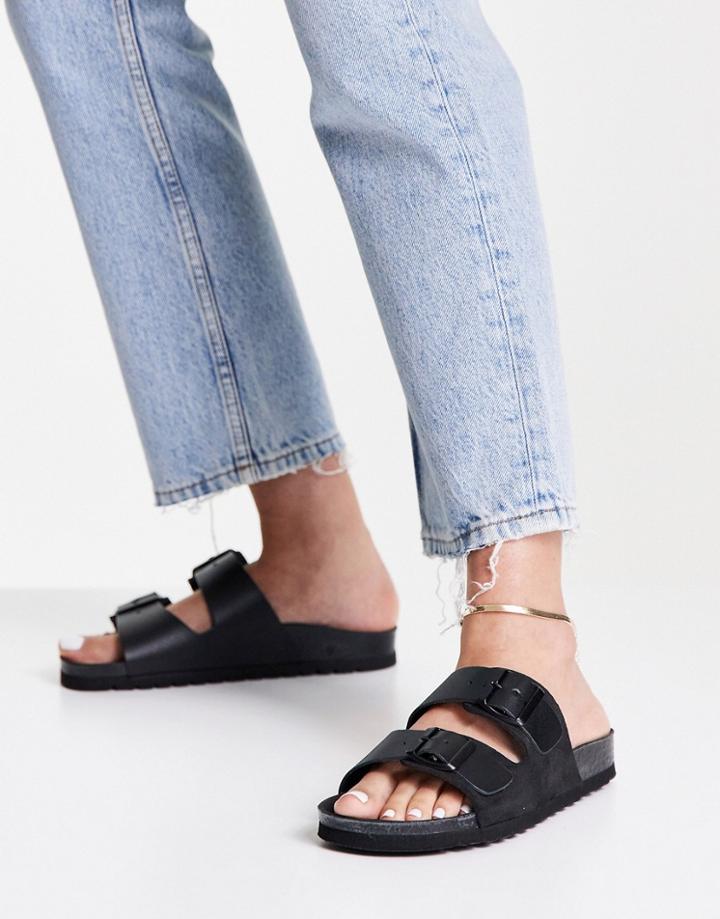 Vero Moda Leather Sandals In Black