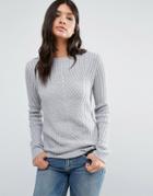 Brave Soul Diagonal Rib Sweater - Gray