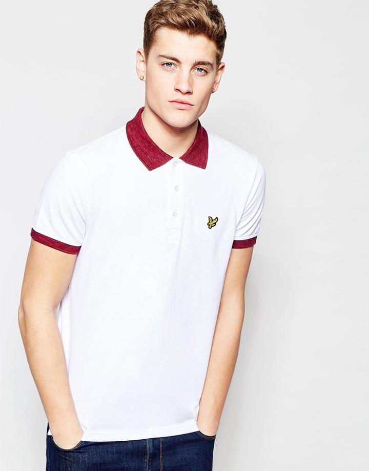 Lyle & Scott Polo Shirt With Space Dye Collar In White - White