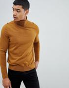 Boss Kupetto Roll Neck Wool Mix Sweater In Camel - Tan
