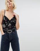 New Look Floral Cami Body - Black