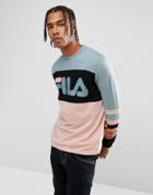 Fila Black Long Sleeve T-shirt With Panel Logo In Black - Blue