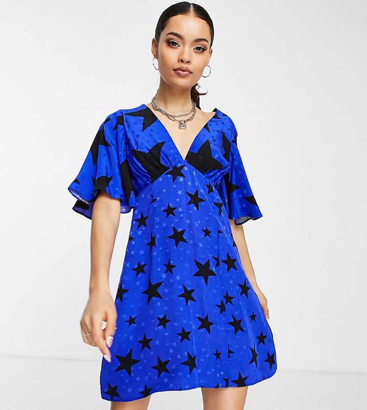 Topshop Petite Mix And Match Angel Sleeve Mini Dress In Multi