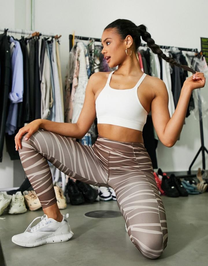 Asos 4505 Legging With Back Phone Pocket In Animal Print-multi