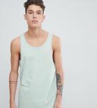 Asos Design Tall Longline Skater Fit Tank In Light Green - Green